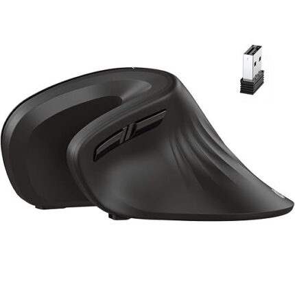 iClever Ergonomic Mouse, Vertical Mouse 6 Buttons Adjustable DPI with USB Computer Mouse, 2.4G Optical Wireless Mouse for Laptop/Mac/PC, Black