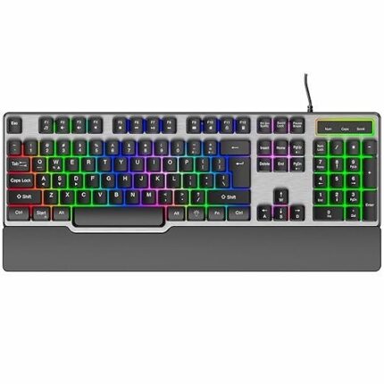 Dr Luxur Ergofizz Ergonomic Keyboard Backlit Membrane Wired Gaming Keyboard with Multimedia Keys, Ergonomic Detachable Wrist Rest (Ergo Fizz)